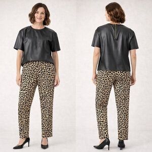 Topshop High-Rise Loose-Fit Leopard-Print Pants – Size 6
